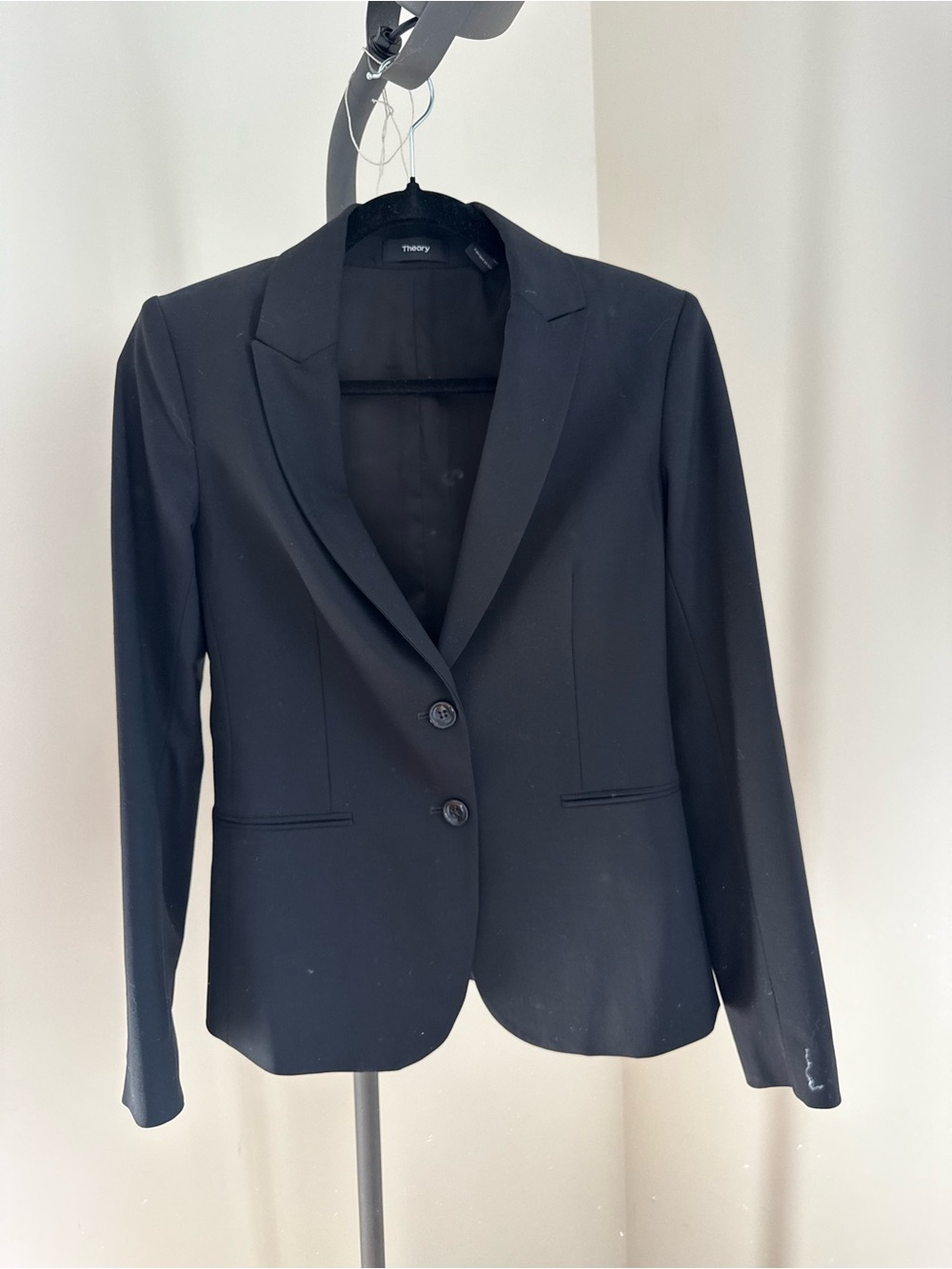 Theory Black Women's Notch Lapel Two-Button Blazer